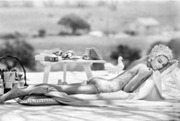 audrey relaxing during filming two for the road