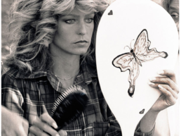 farrah fawcett with butterfly mirror