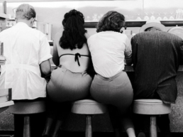women at lee drugstore counter, 1961