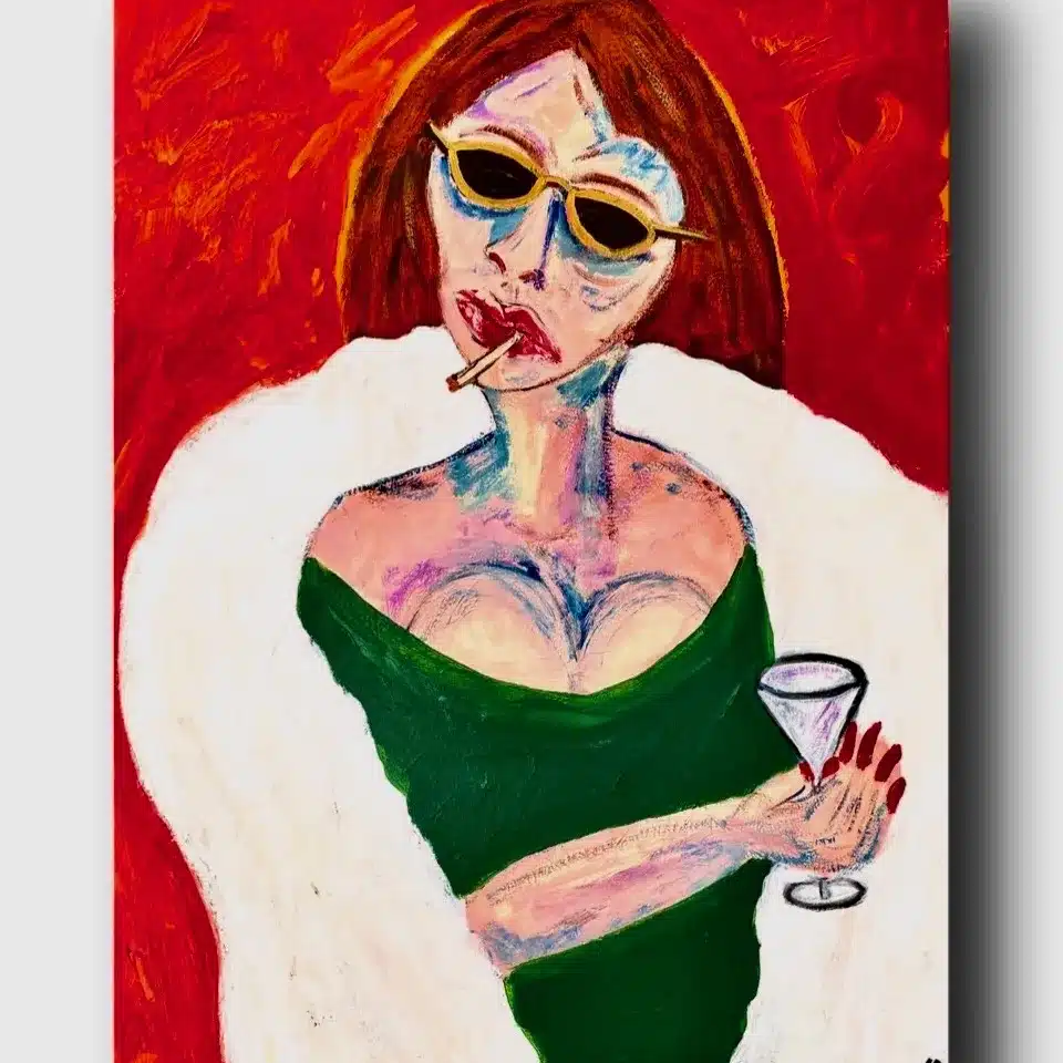 Woman with Mink and Martini