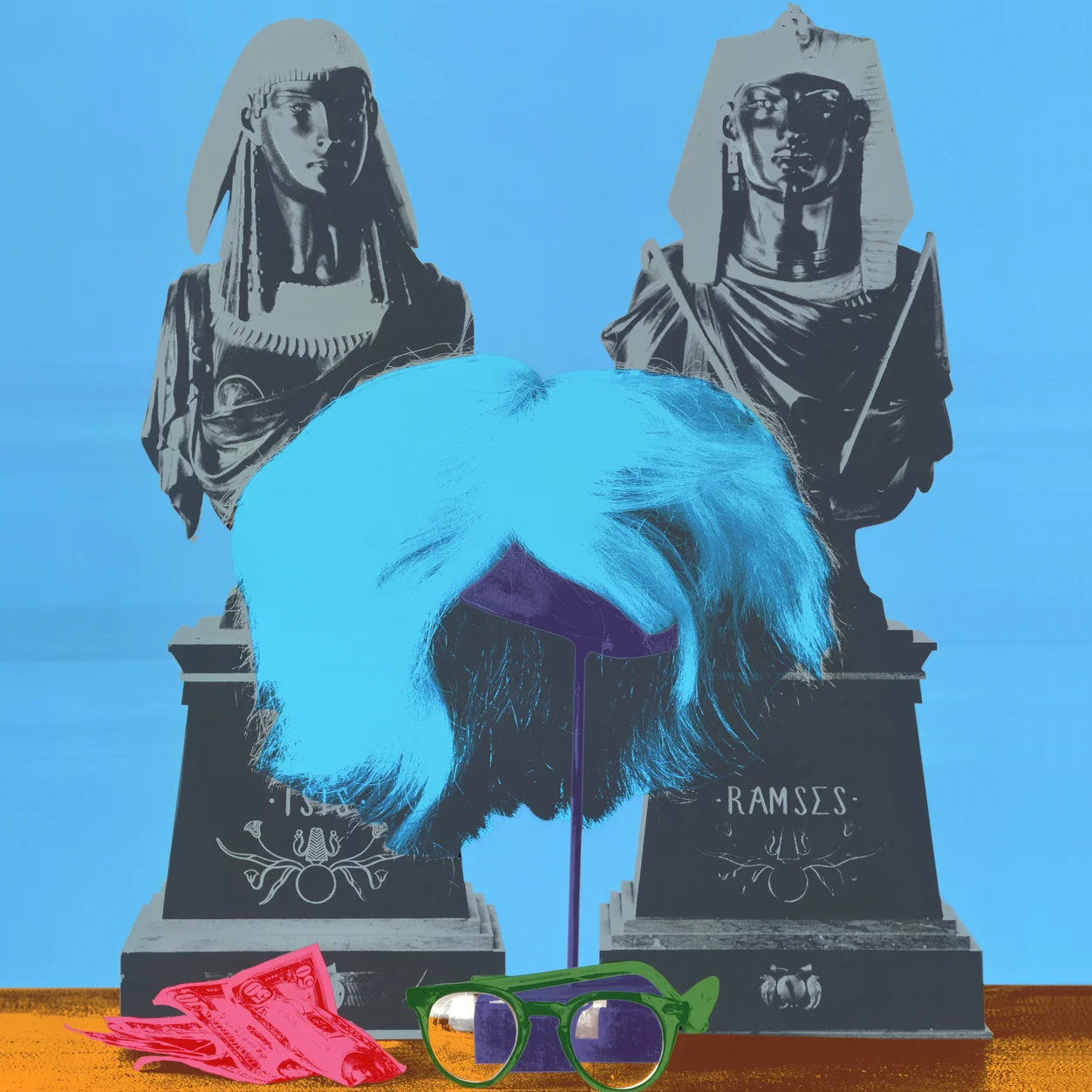 Andy Warhol's Wig, Glasses, and, Money - Blue | David Gamble | Hilton Contemporary