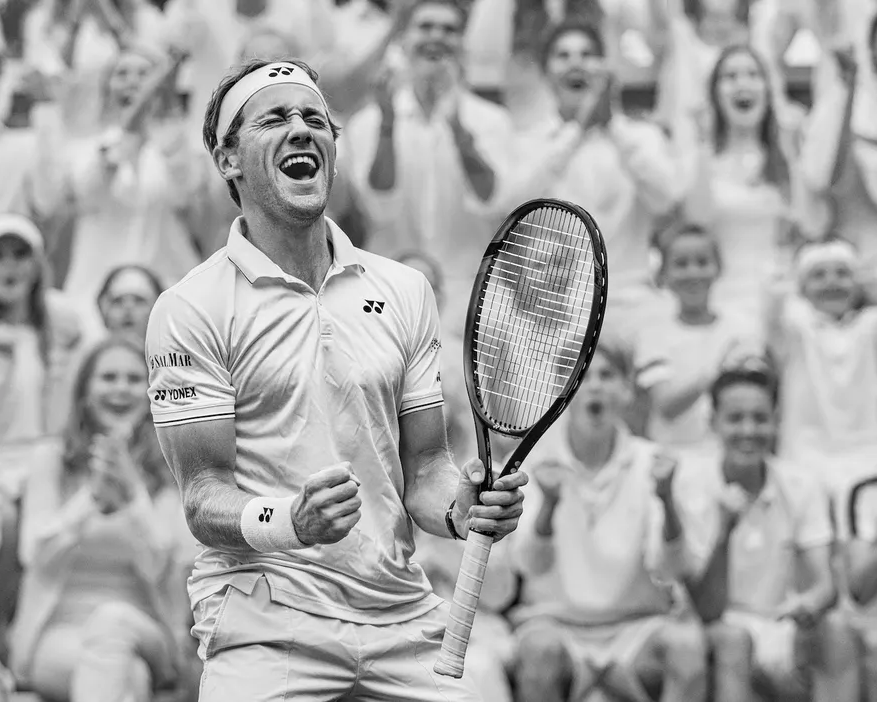 Break Point - David Yarrow | Fine Art Photography | Casper Ruud Tennis Victory Shot – Available at Hilton Contemporary Gallery Chicago