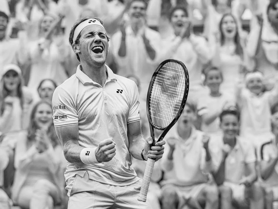 Break Point - David Yarrow | Fine Art Photography | Casper Ruud Tennis Victory Shot – Available at Hilton Contemporary Gallery Chicago