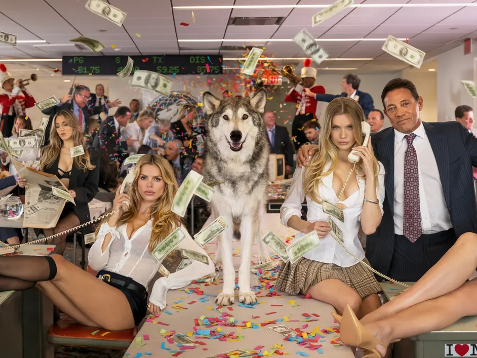 Stratton Oakmont (Colour) by David Yarrow | Fine Art Photography | Smiling Wolf, Jordan Belfort, Brooks Nader, Josie Canseco, and Finance Men – Available at Hilton Contemporary Gallery Chicago