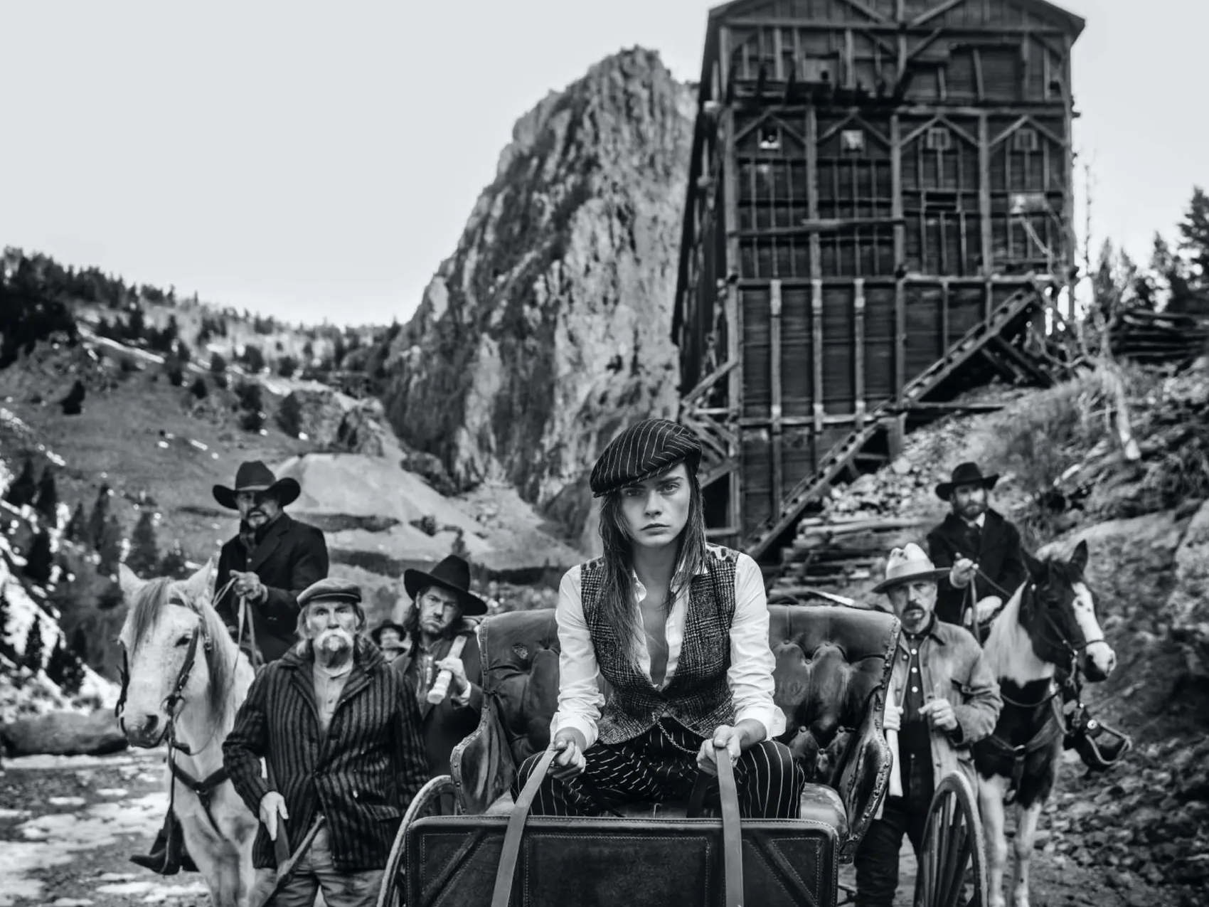 The Shift by David Yarrow – Cara Delevingne and Cowboys Carriage Driving Fine Art Photograph – Available at Hilton Contemporary Gallery Chicago