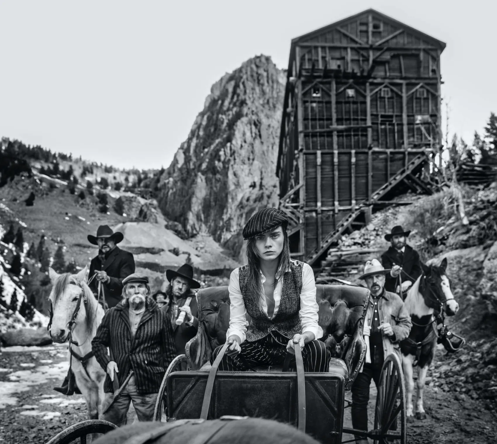 The Shift by David Yarrow – Cara Delevingne and Cowboys Carriage Driving Fine Art Photograph – Available at Hilton Contemporary Gallery Chicago
