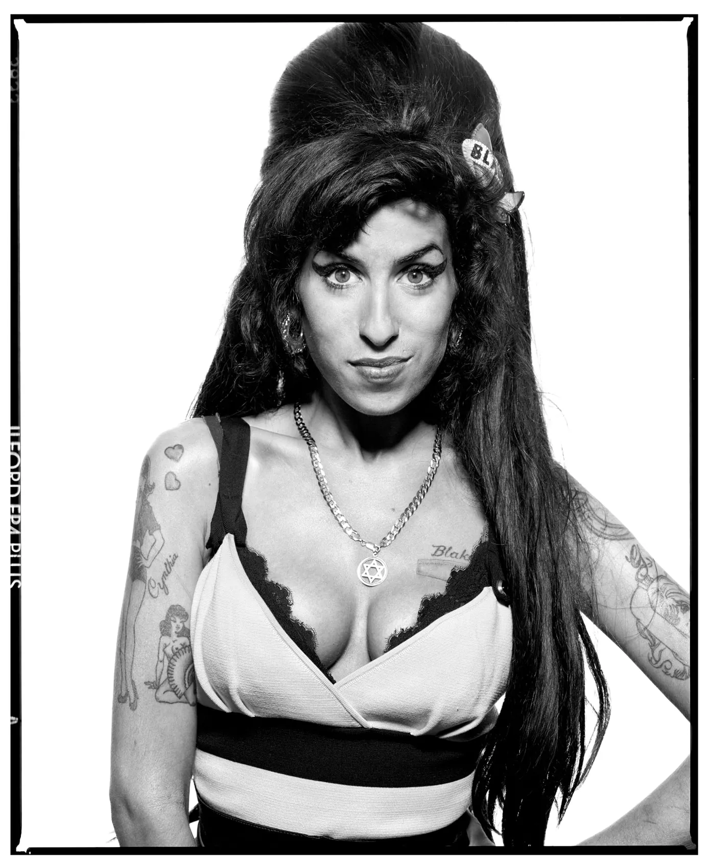 Rare Amy Winehouse photograph by Terry O’Neill taken in London in 2008. Limited-edition silver gelatin print. Available through Hilton Contemporary