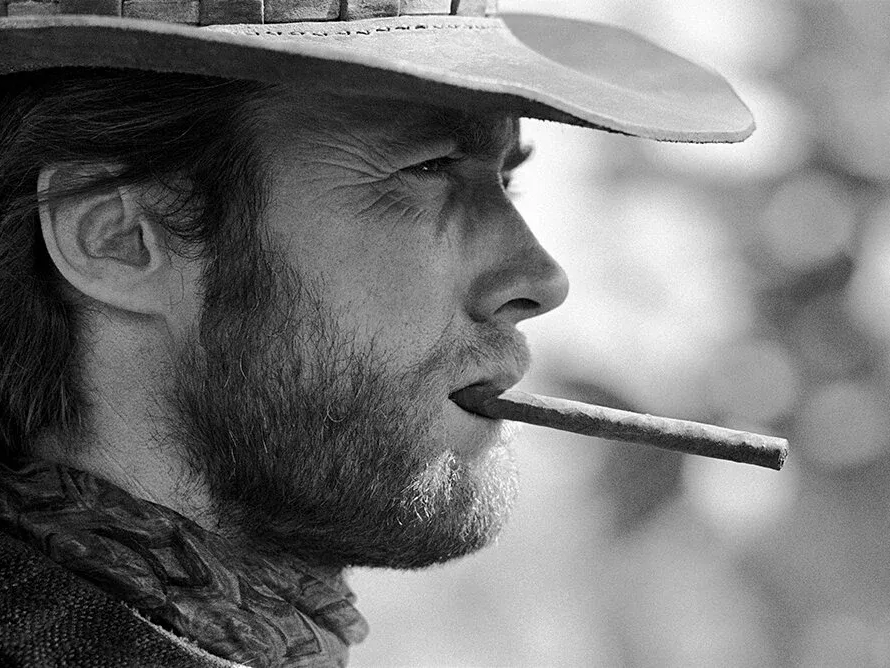 Clint Eastwood cigar on the set of Two Mules for Sister Sara in Durango, Mexico, 1969