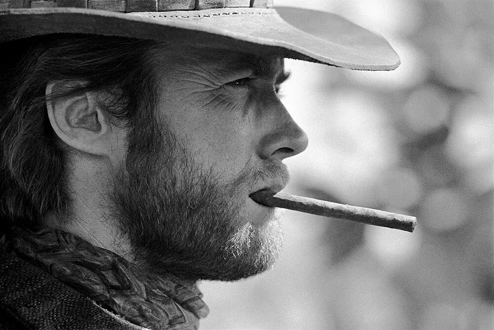 Clint Eastwood cigar on the set of Two Mules for Sister Sara in Durango, Mexico, 1969