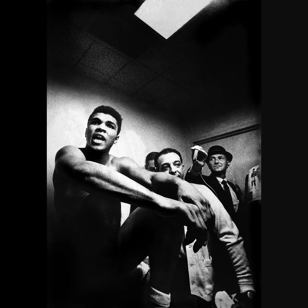 Muhammad Ali in his dressing room after defeating Floyd Patterson for the World Heavyweight Boxing Title, Las Vegas, 1965