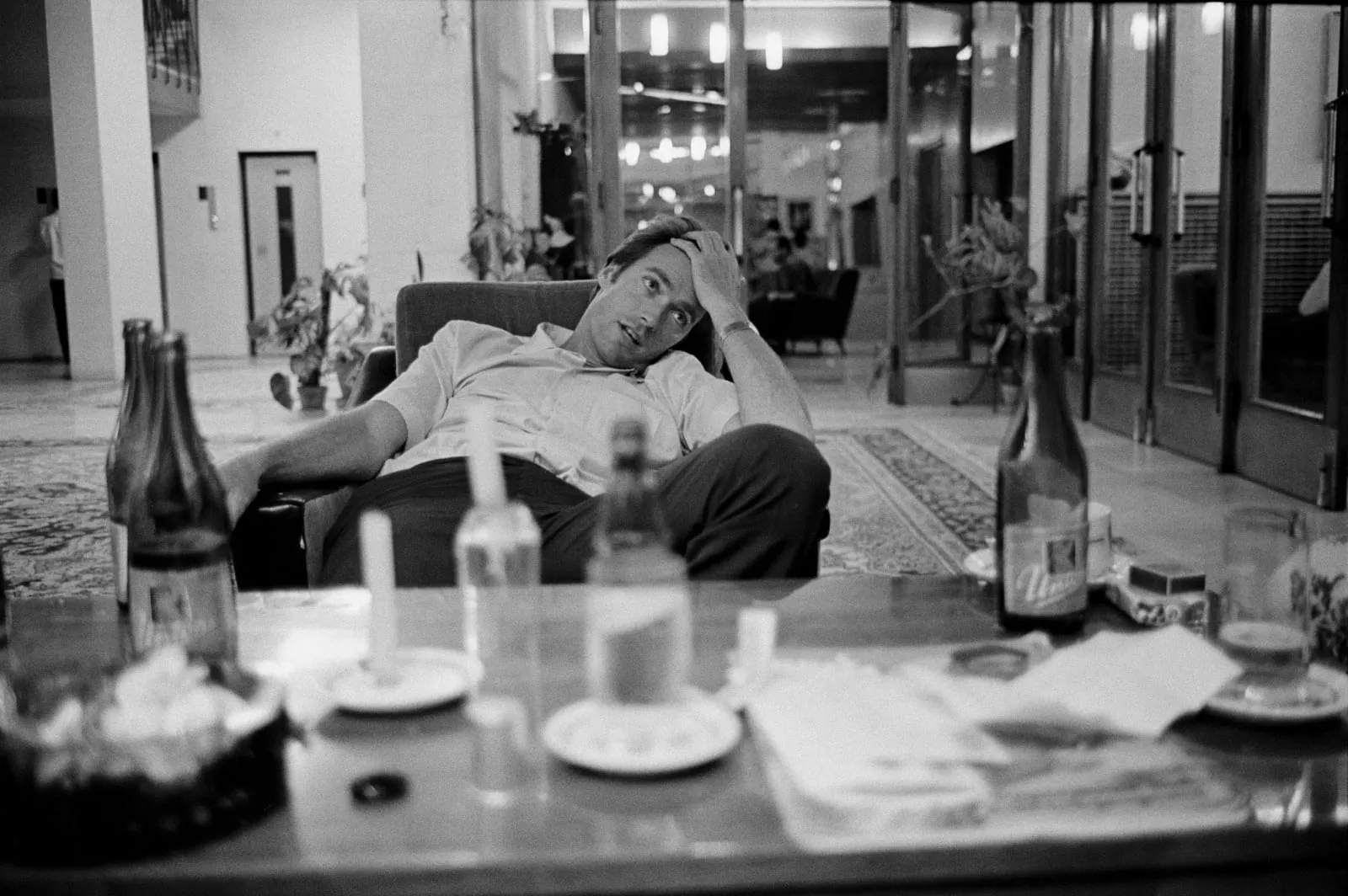 Clint Eastwood waiting in a hotel during Kelly’s Heroes filming, Yugoslavia 1969
