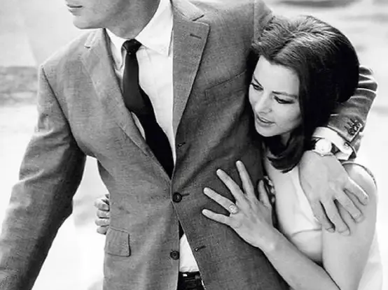 Michael Caine with Giovanna Ralli on location for Deadfall in Mallorca, 1968