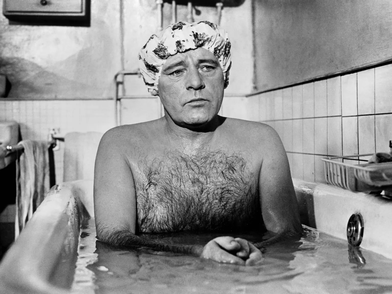 Richard Burton in the bath on the set of Staircase, photographed by Terry O’Neill, Paris, 1969