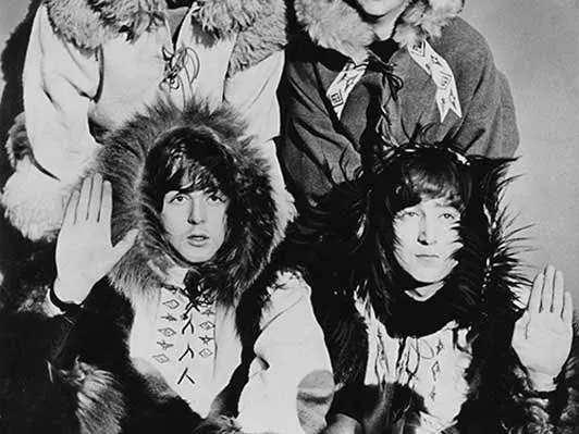 The Beatles dressed as Eskimos while rehearsing at Hammersmith Odeon, photographed by Terry O’Neill, 1964