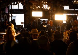 A photograph of David Yarrow on set when shooting the photograph titled Moths To A Flame.