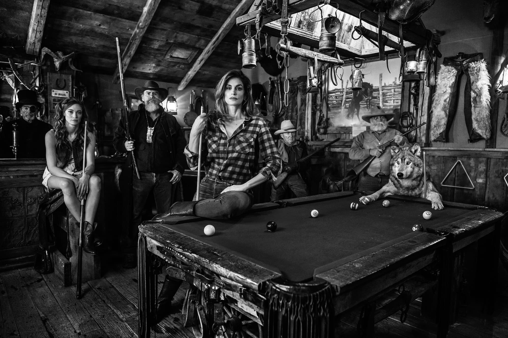 "American Hustle" by David Yarrow, Nevada City, Montana, 2019. Black and white photograph.