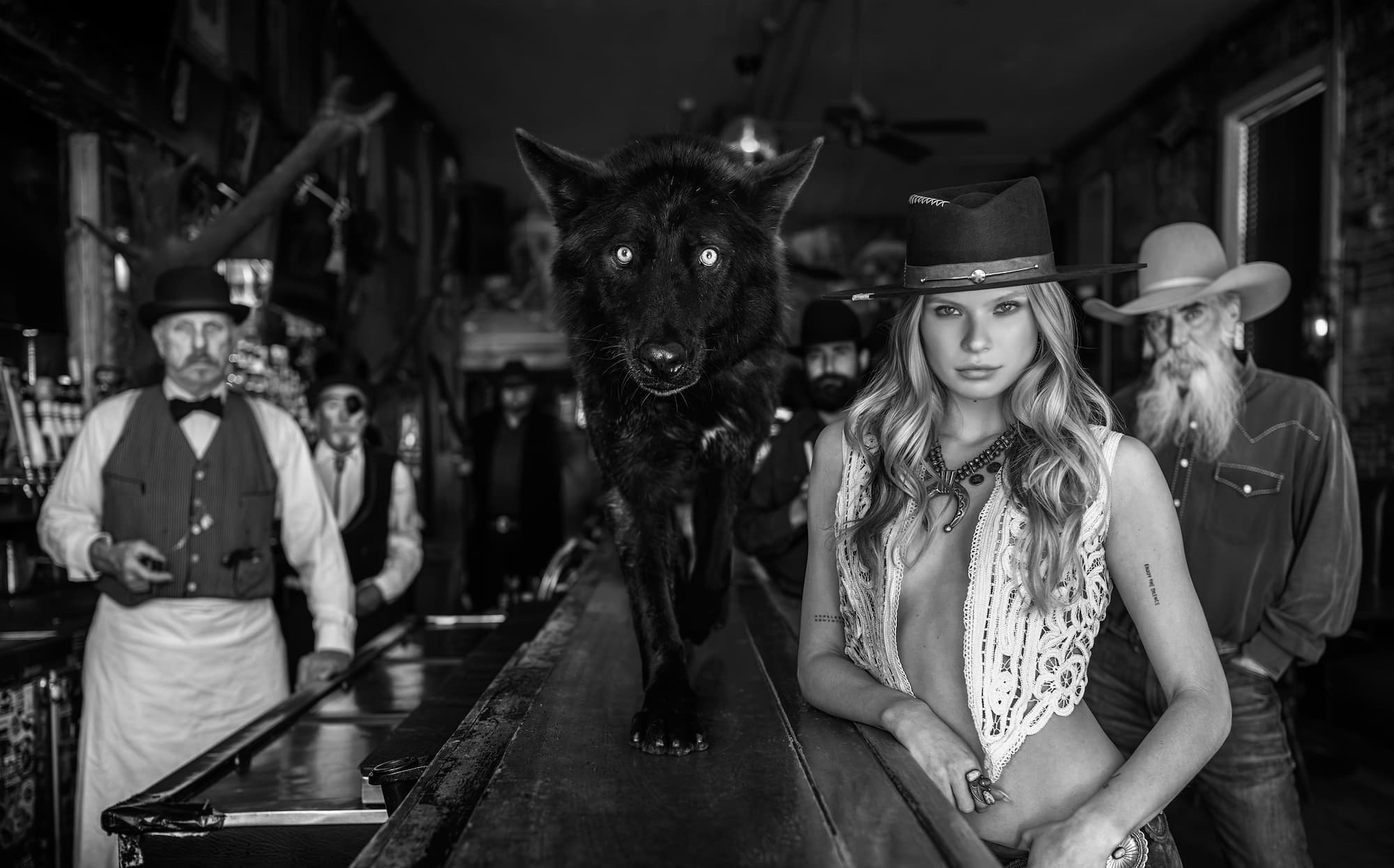 "El Rancho" by David Yarrow, Durango, Colorado, 2025. Black and white photograph.