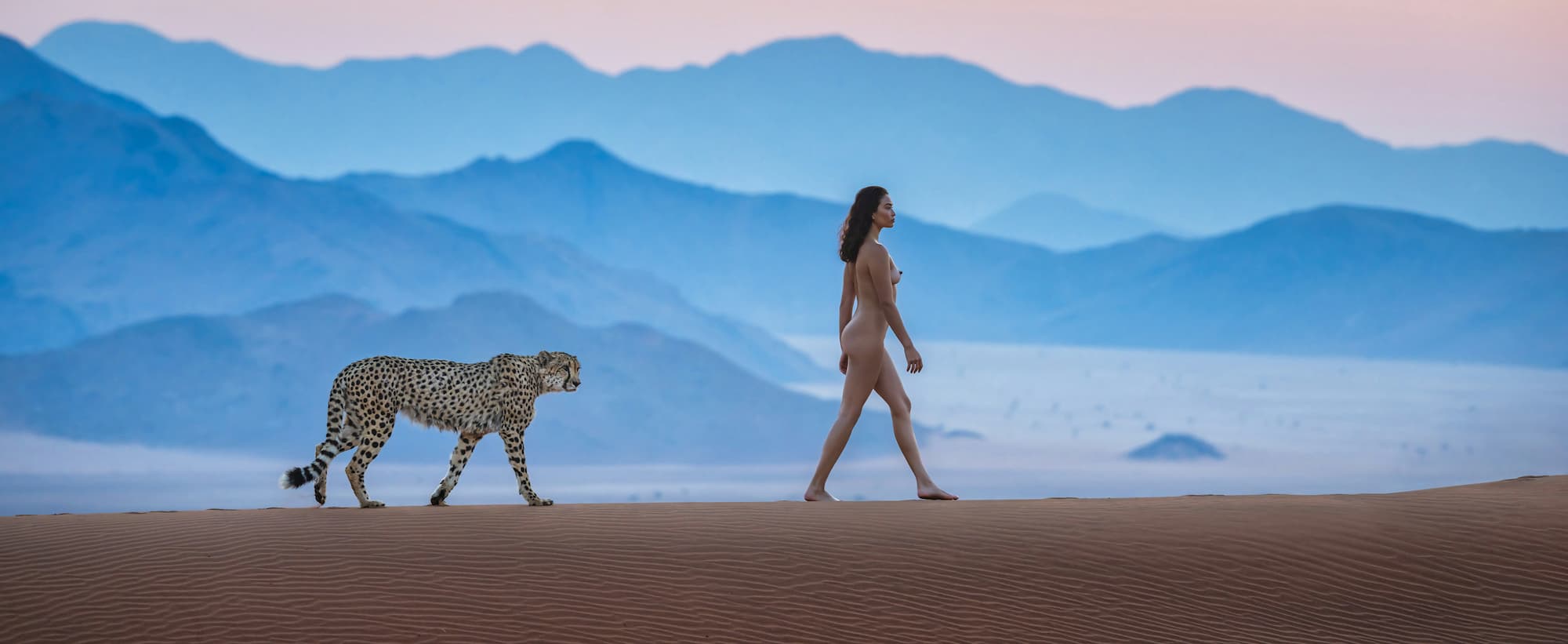 "Eternity" by David Yarrow, Kanaan Desert, Namibia, 2024. Colour photograph.