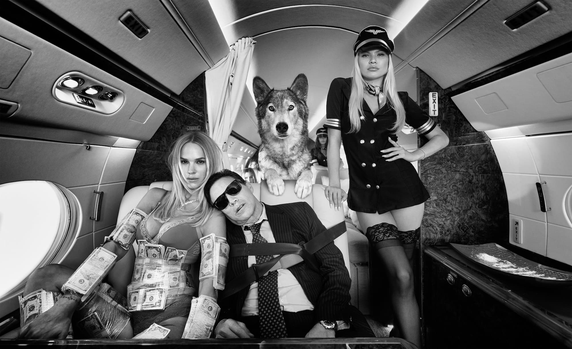 "Flight" by David Yarrow, Los Angeles, California, 2022. Black and white photograph.