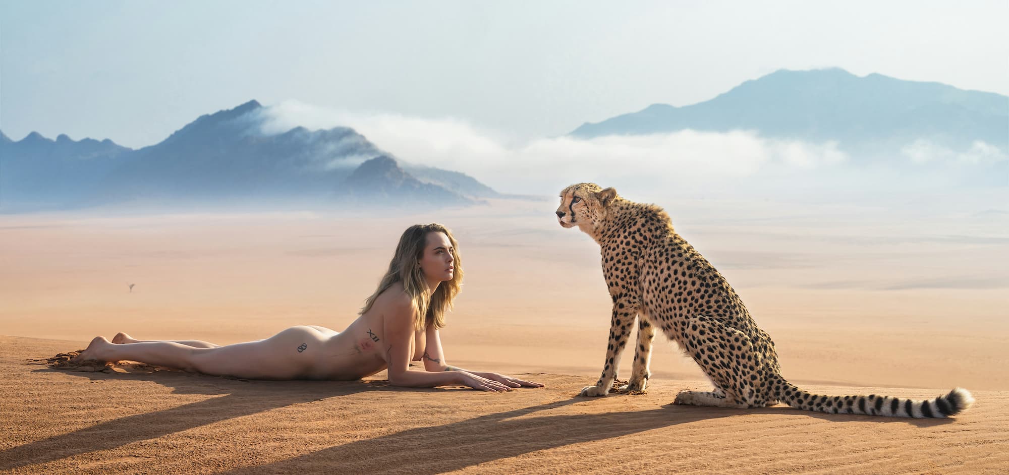"For Your Eyes Only" by David Yarrow, Kanaan Desert, Namibia, 2024. Colour photograph.