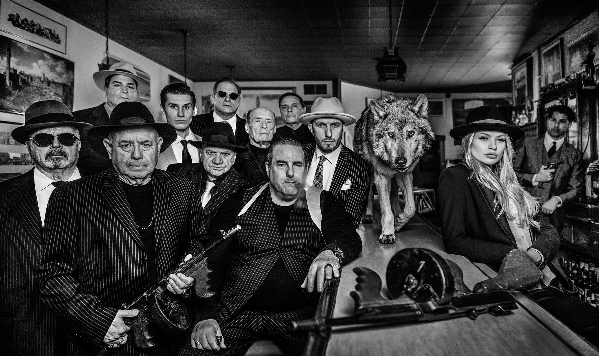 "Goodfellas" by David Yarrow, Chicago, Illinois, 2019. Black and white photograph.