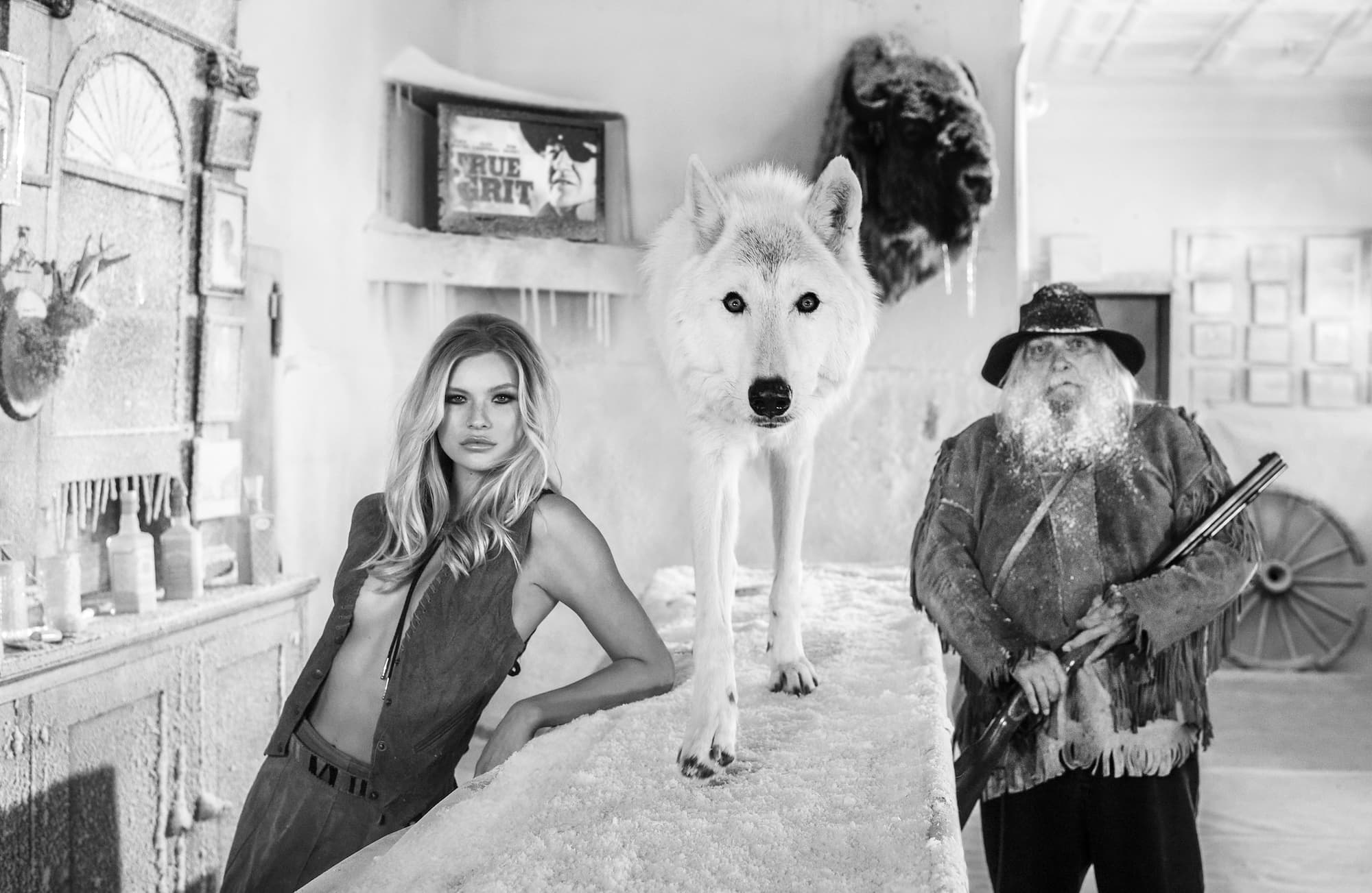 "Hot and Cold" by David Yarrow, Ingomar, Montana, 2020. Black and white photograph.