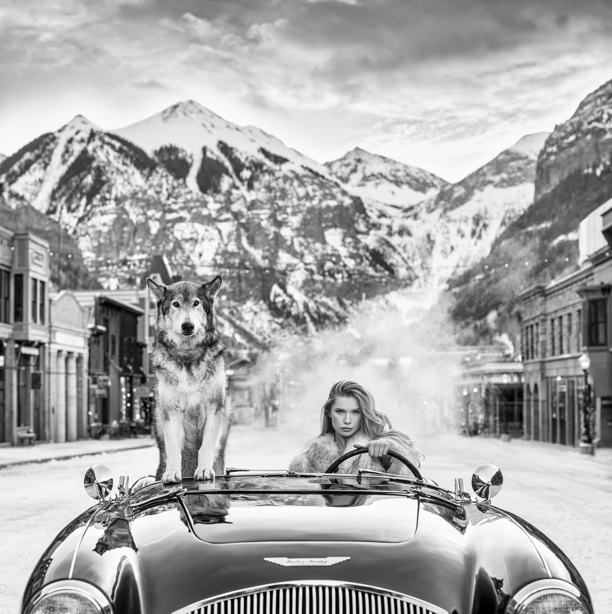 "Last Christmas" by David Yarrow, Telluride, Colorado, 2024. Black and white photograph.