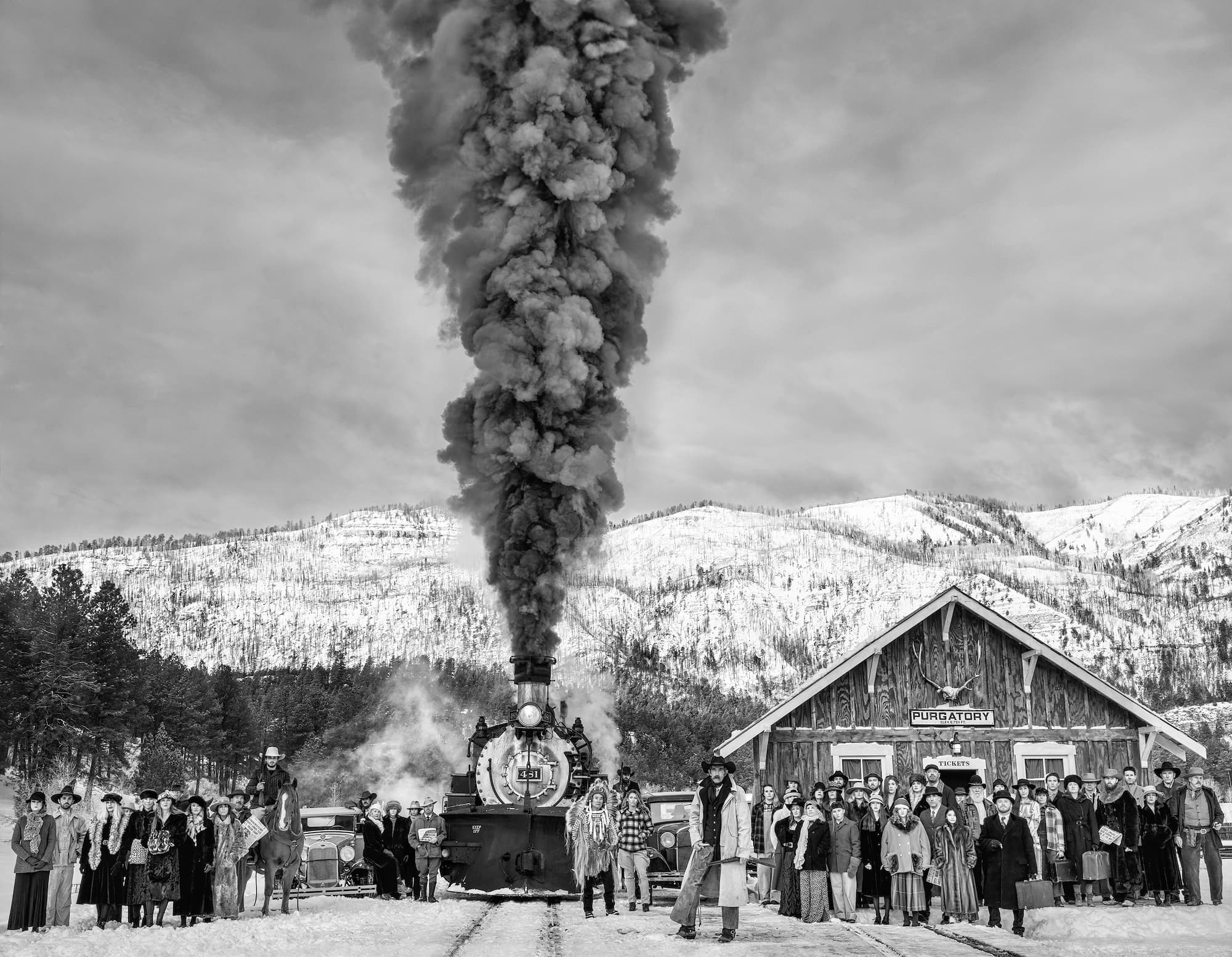 "Purgatory" by David Yarrow, Durango, Colorado, 2024. Black and white photograph.