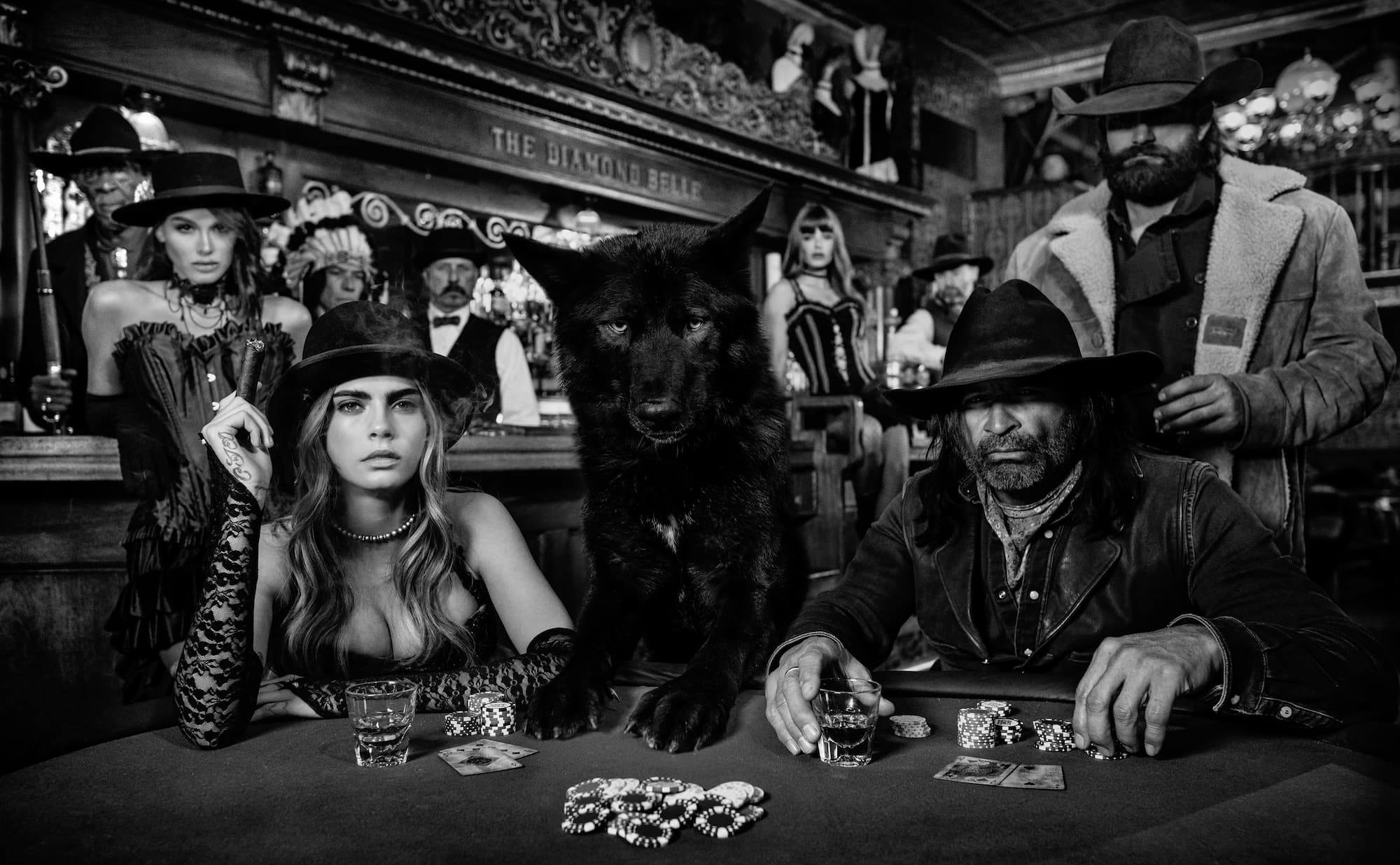 "Reservoir Dogs" by David Yarrow, Durango, Colorado, 2023. Black and white photograph.