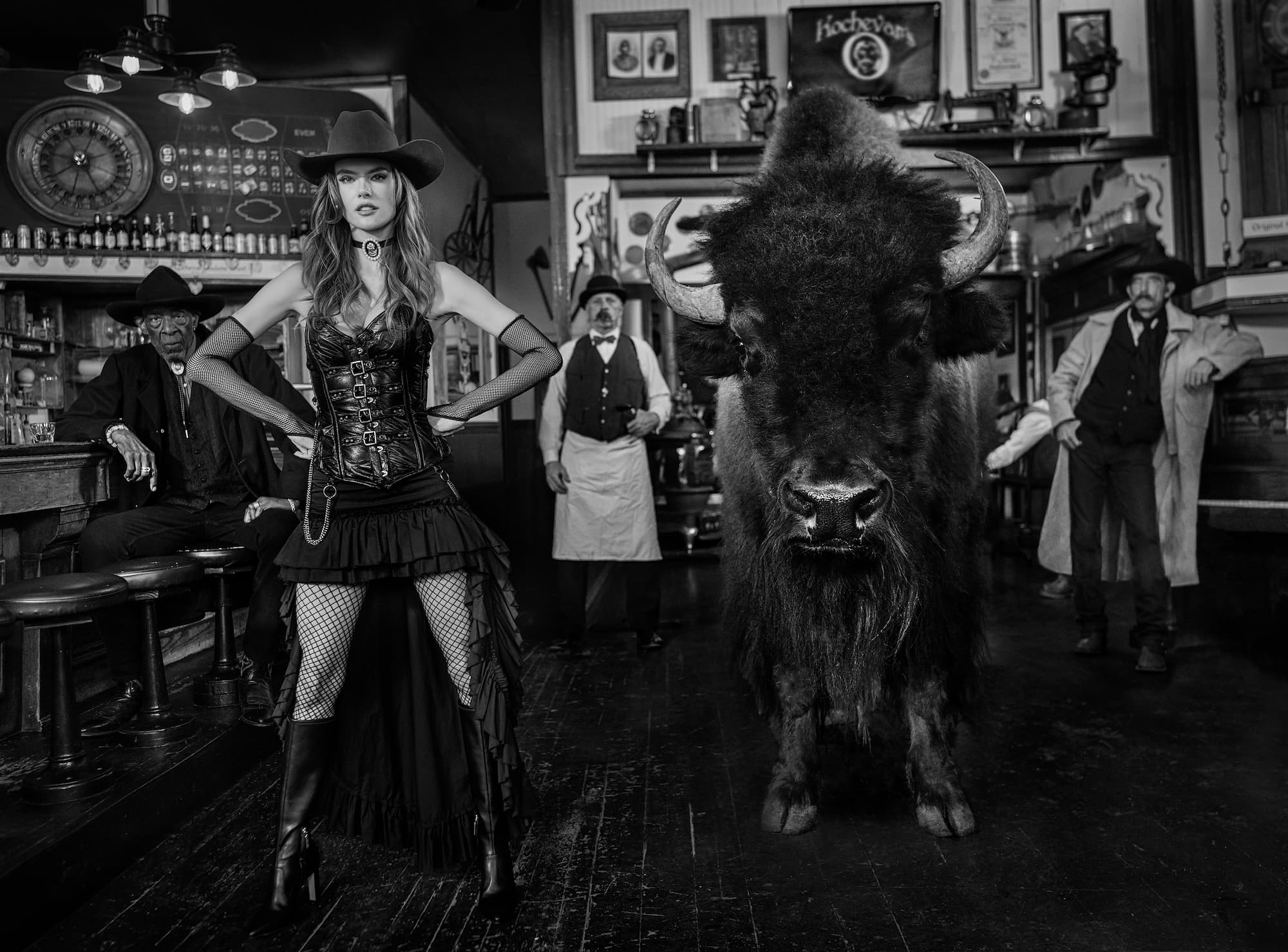 "Russian Roulette" by David Yarrow, Crested Butte, Colorado, 2024. Black and white photograph.