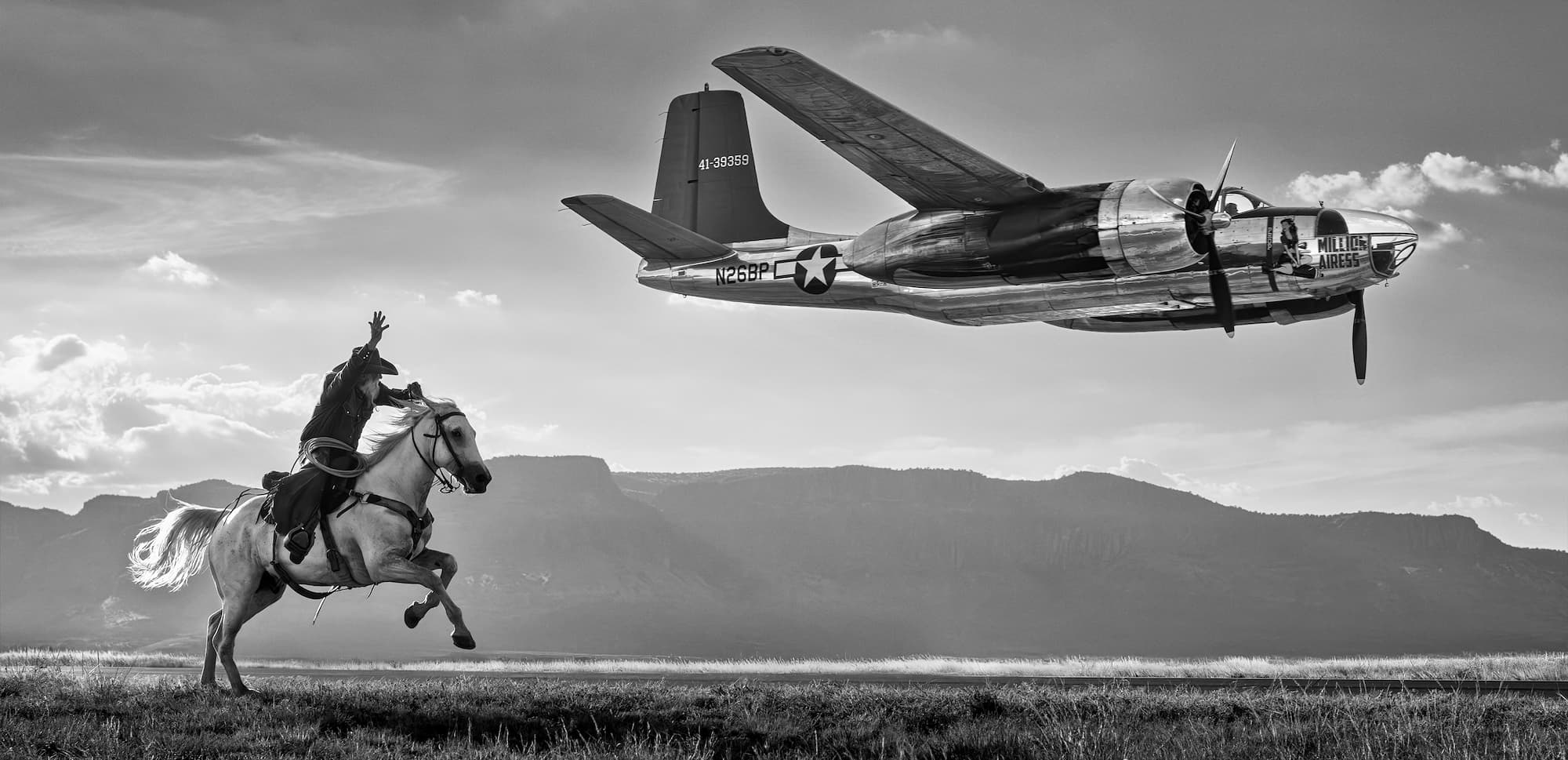 "Sinclair Oil" by David Yarrow, Alpine, Texas, 2025. Black and white photograph.