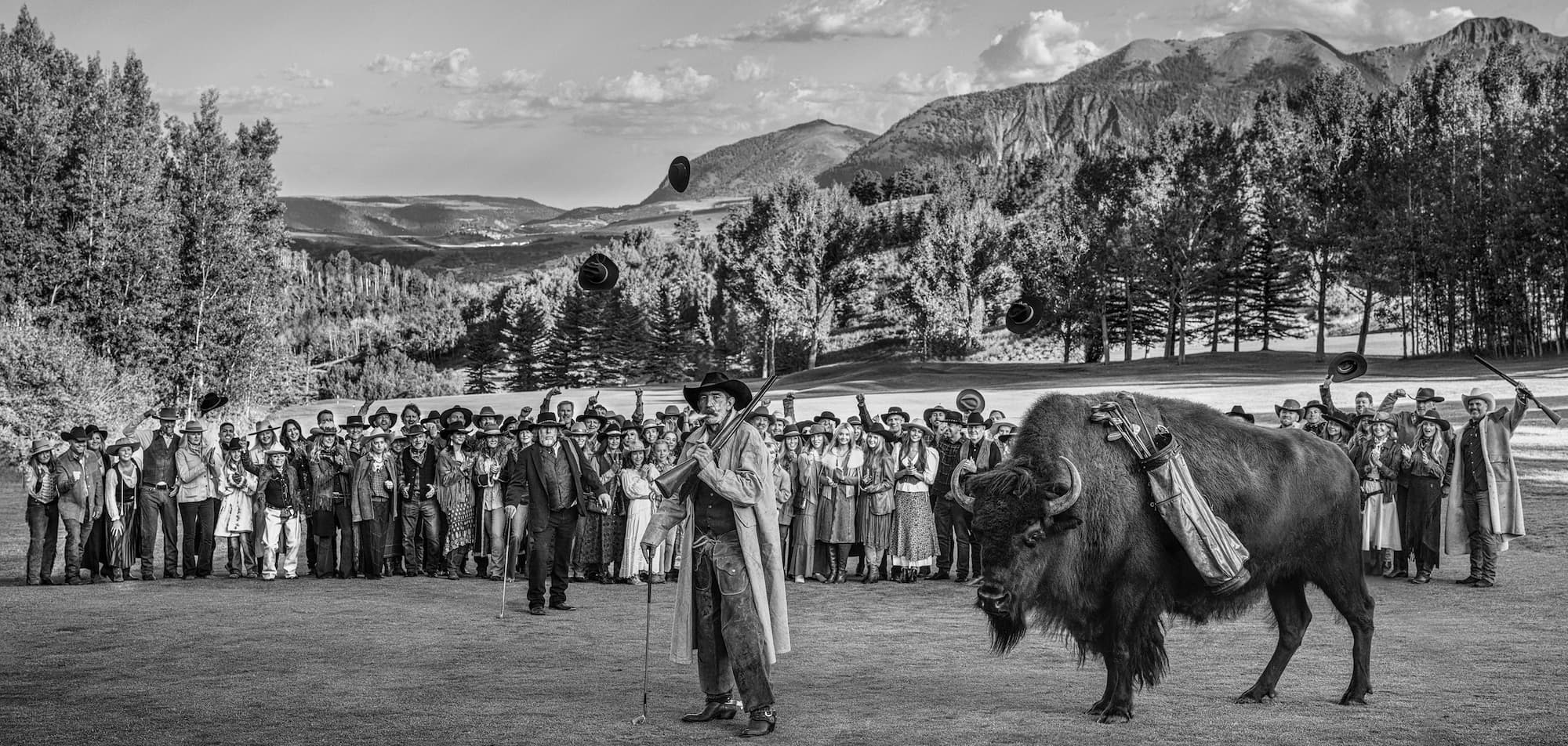 "Telluride's Happy Gilmore" by David Yarrow, Telluride, Colorado, 2025. Black and white photograph.