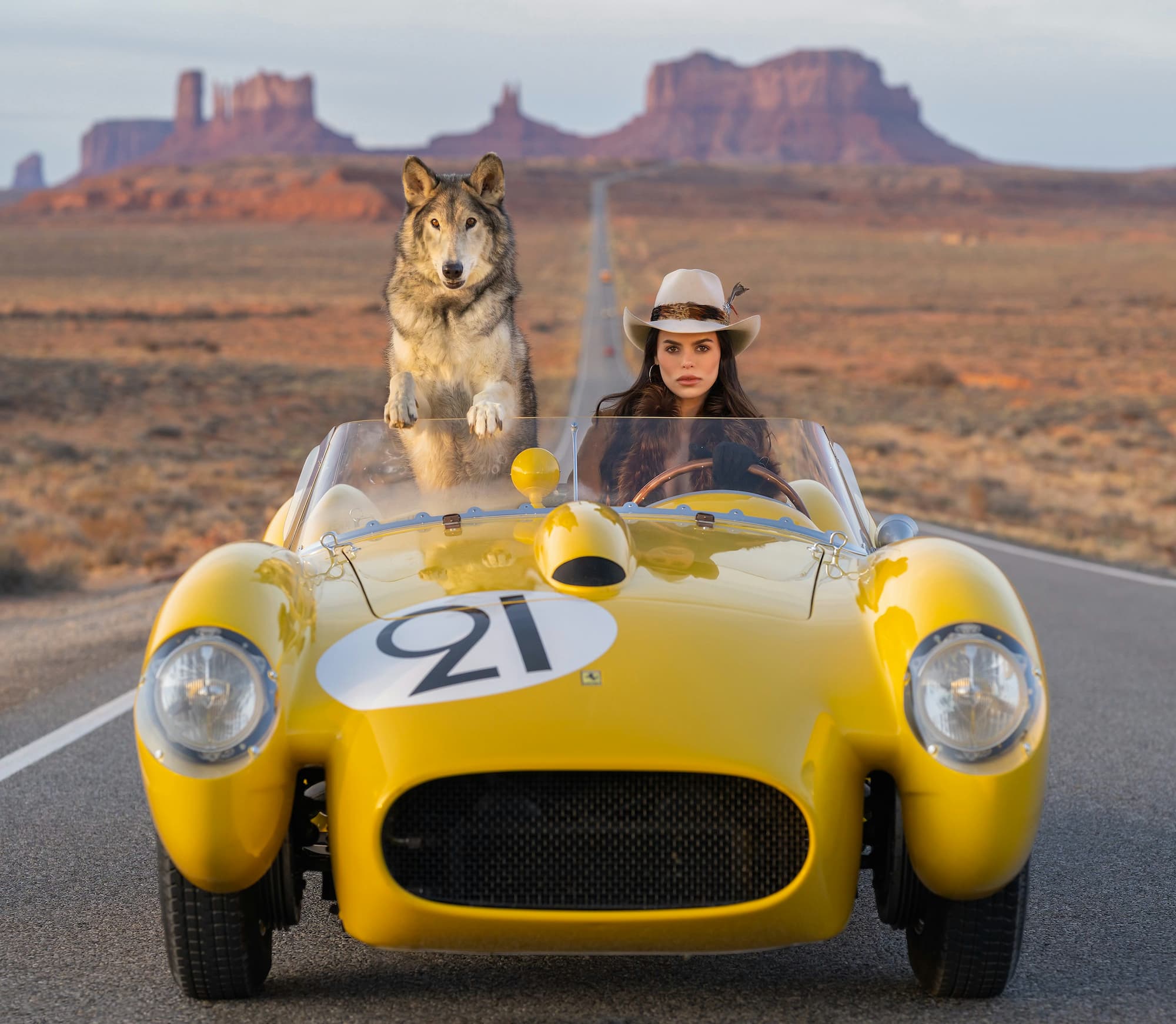 "Testarossa" by David Yarrow, Monument Valley, Utah, 2023. Colour photograph.