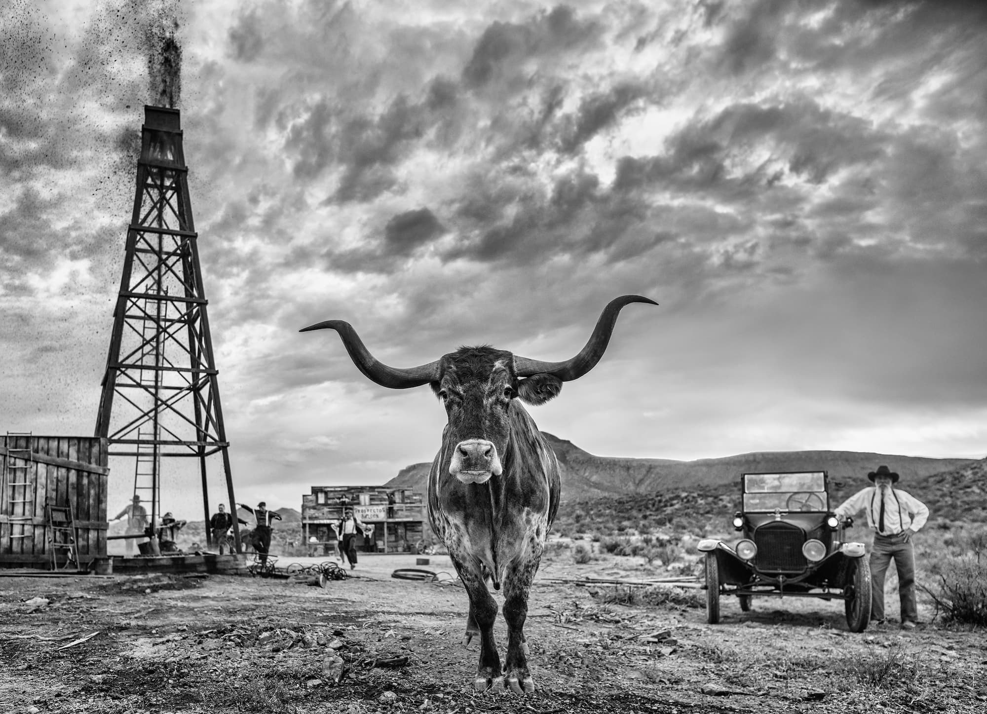 "Texas" by David Yarrow, West Texas, Texas, 2023. Black and white photograph.