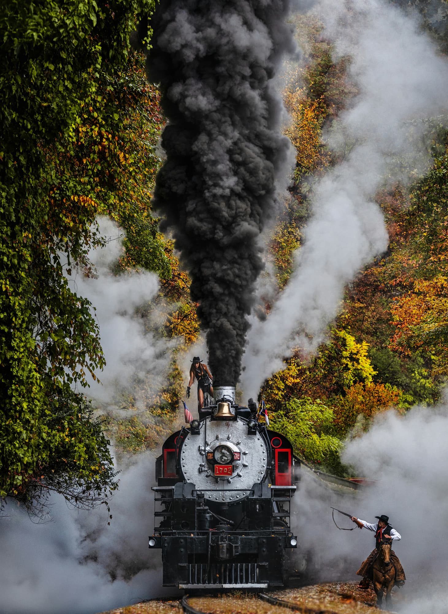 "The Fall" by David Yarrow, Bryson City, North Carolina, 2025. Colour photograph.