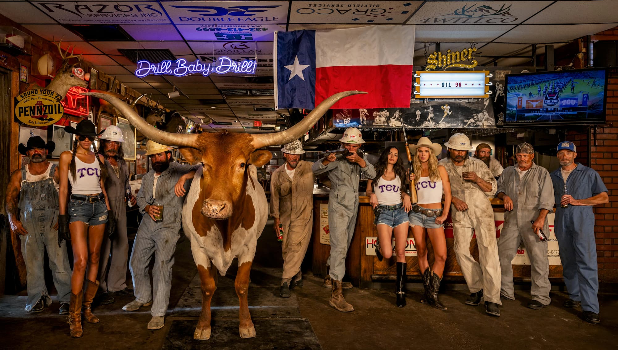 "The Horned Frogs" by David Yarrow, Midland, Texas, 2026. Colour photograph.