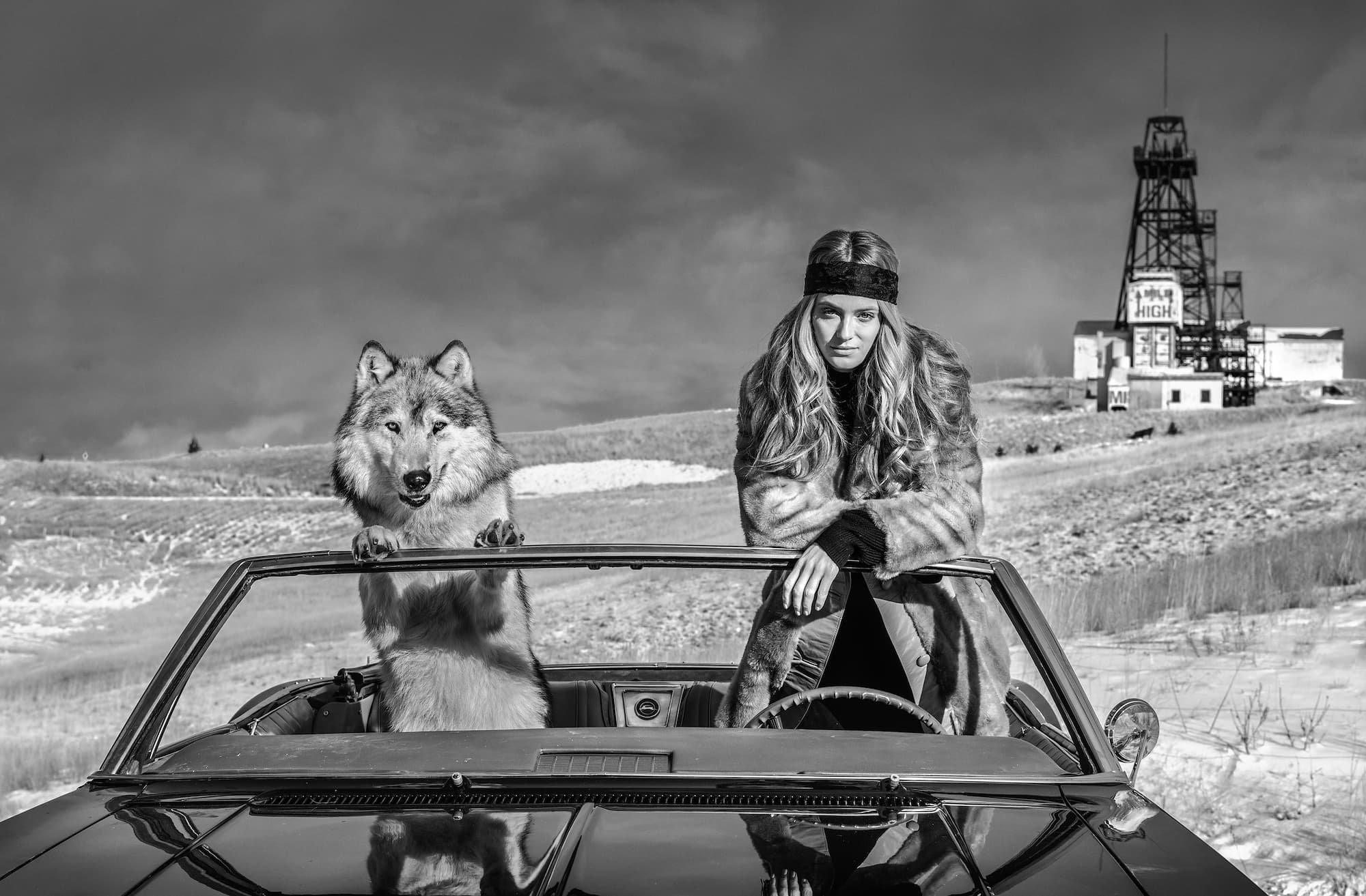 "The "Mile High" Club" by David Yarrow, Butte, Montana, 2020. Black and white photograph.