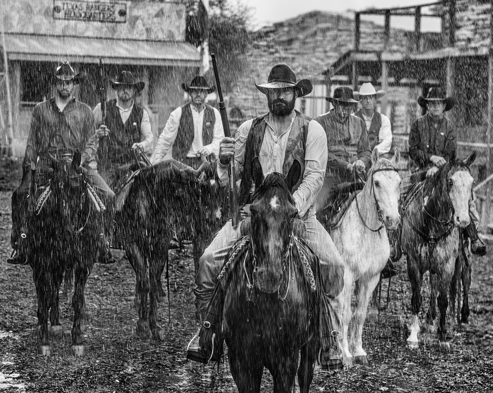 "The Texas Rangers" by David Yarrow, West Texas, Texas, 2022. Black and white photograph.