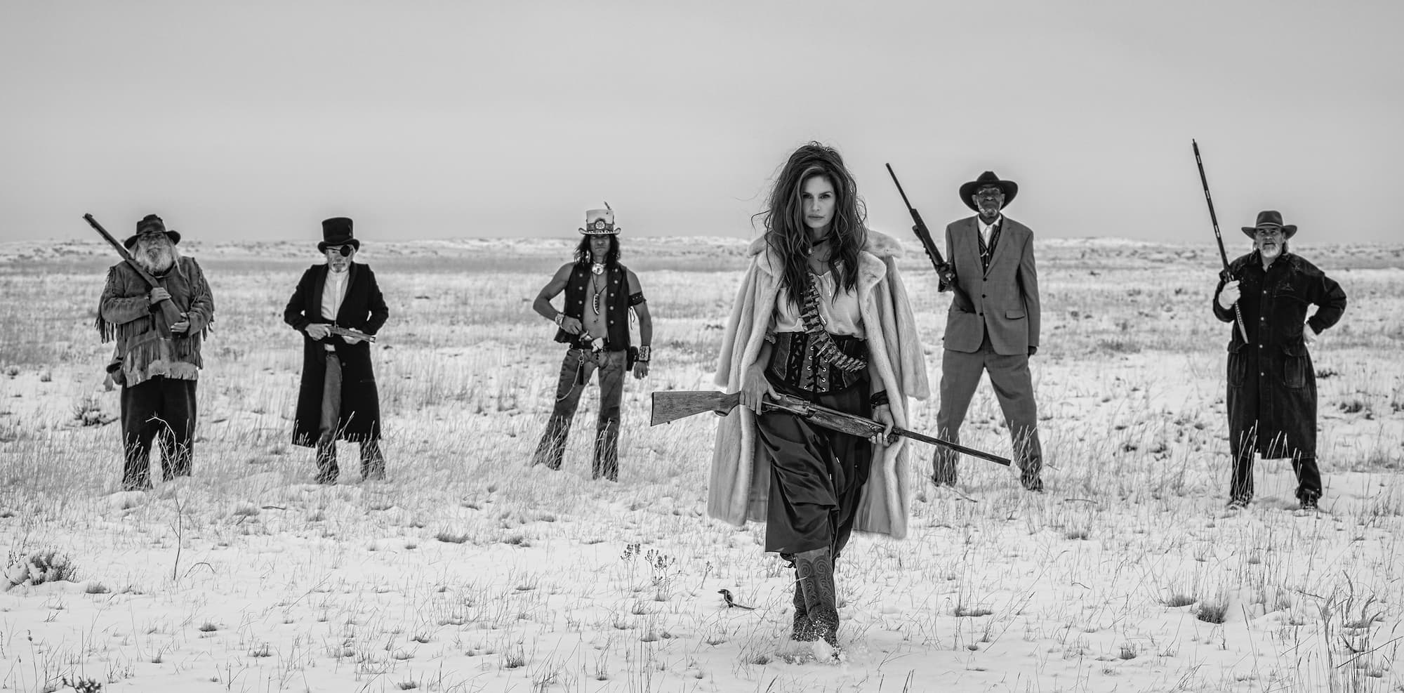 "Unforgiven" by David Yarrow, Montana, 2020. Black and white photograph.