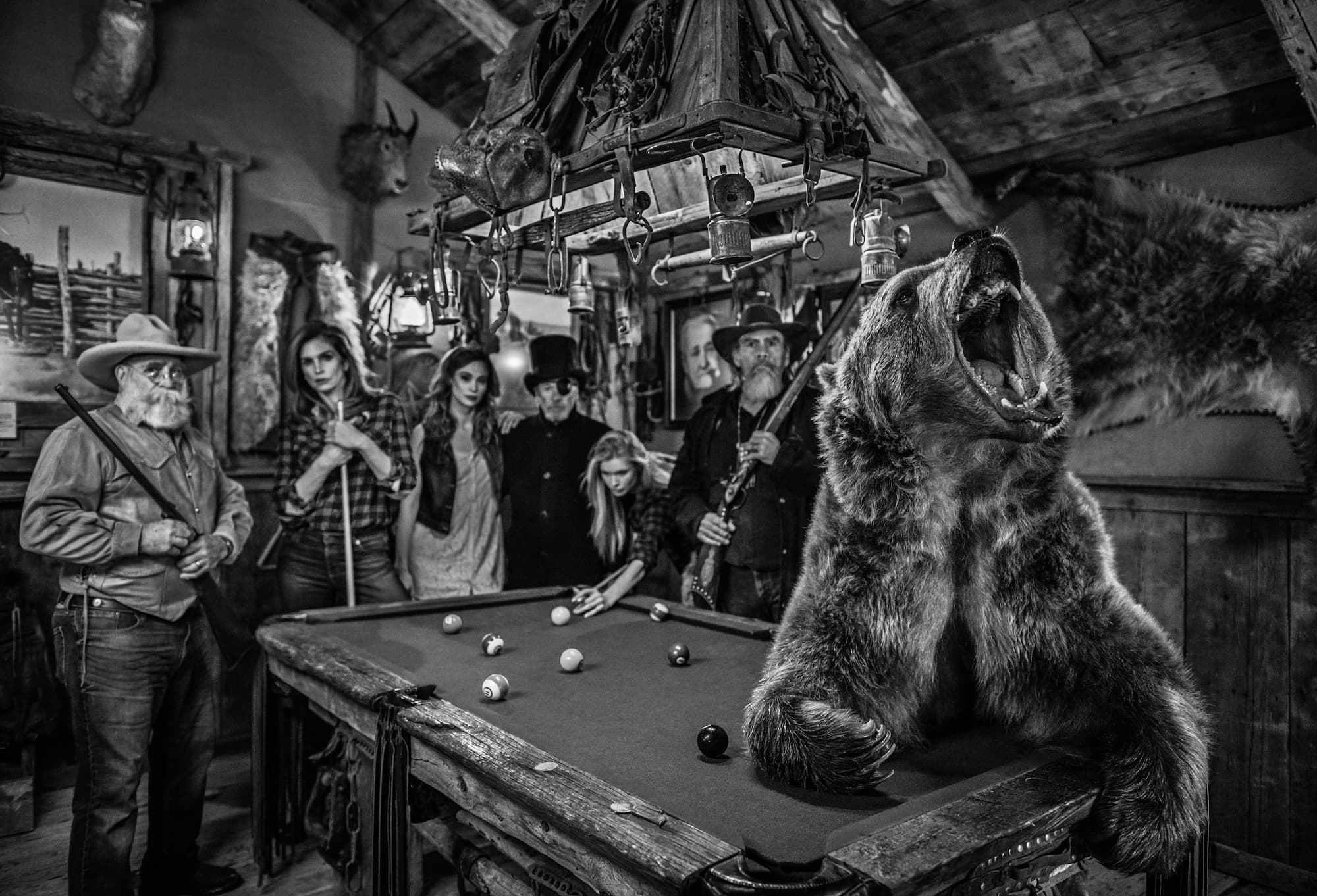 "Winner Stays On" by David Yarrow, Nevada City, Montana, 2019. Black and white photograph.