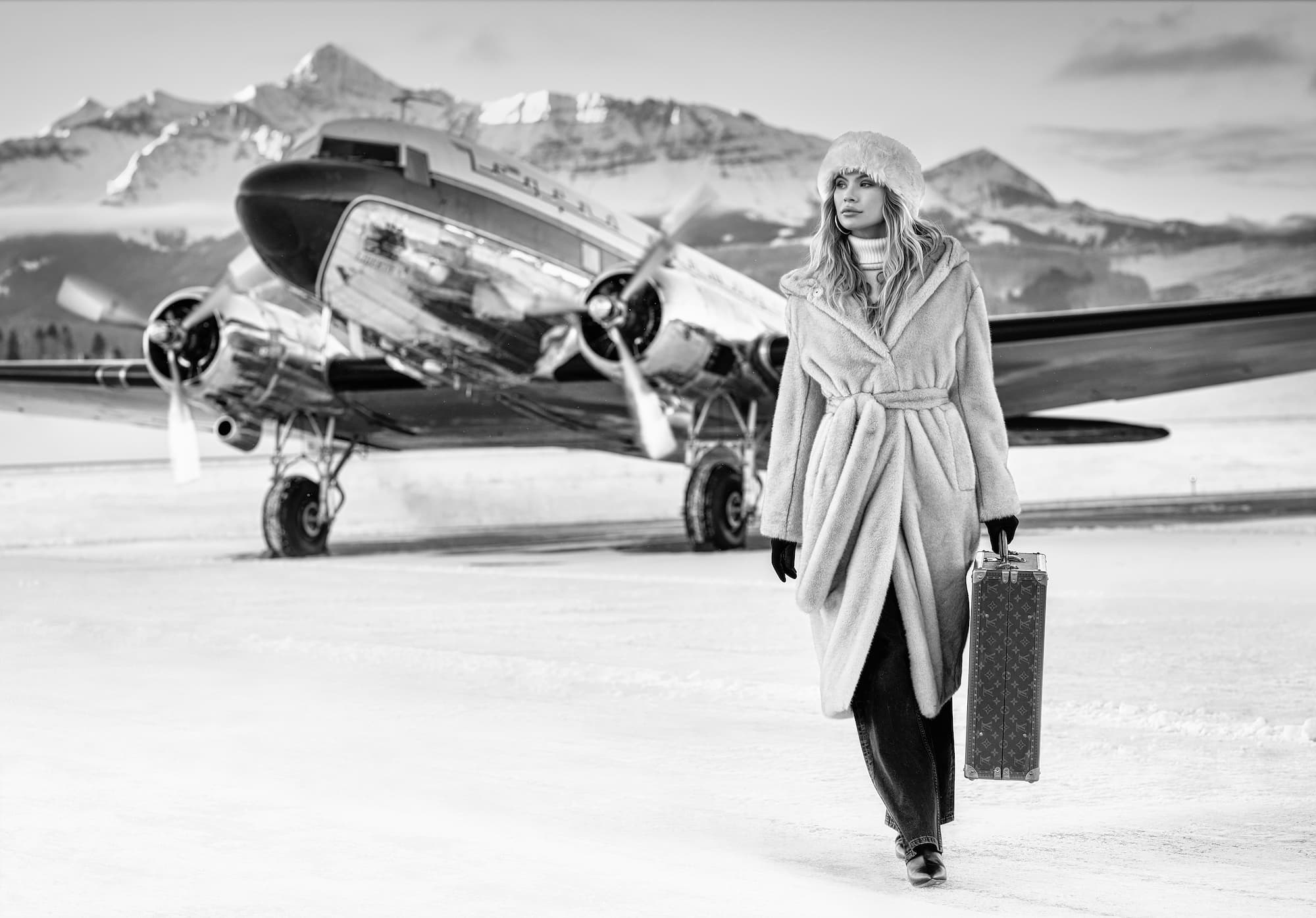 "Winter Wonderland" by David Yarrow, Telluride, Colorado, 2023. Black and white photograph.