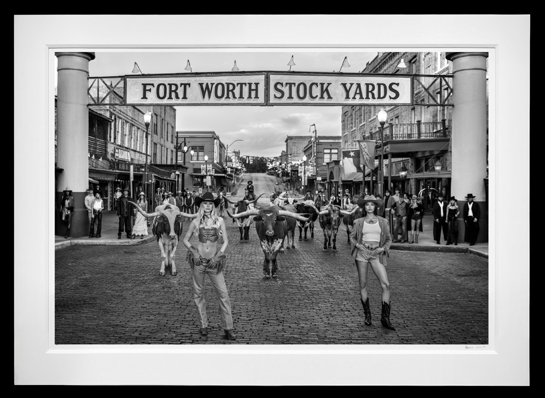 All Nighter in Cowtown framed, 71” x 98” (Large)