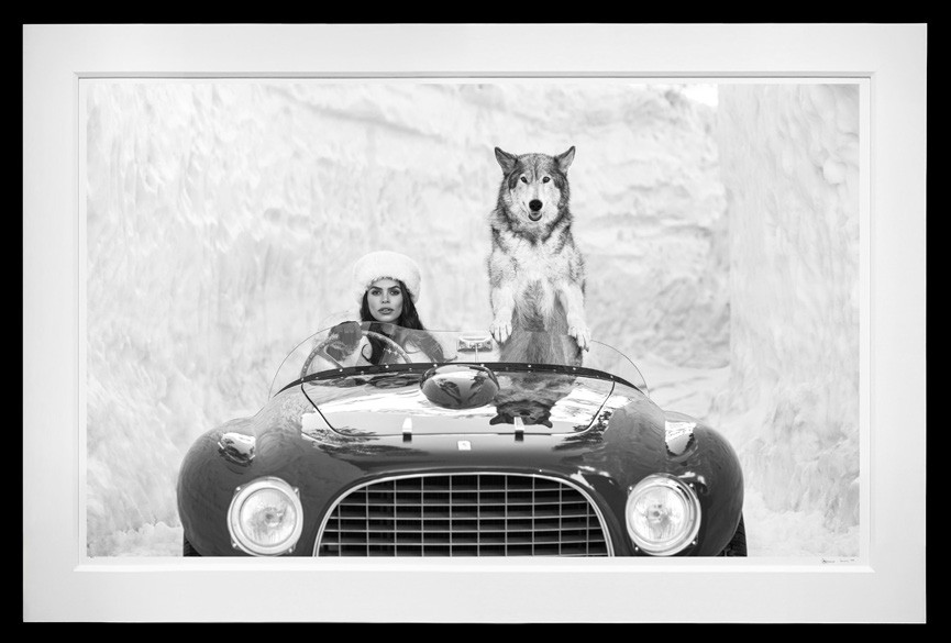 Driving Home for Christmas (B&W) framed, 71" x 107" (Large)