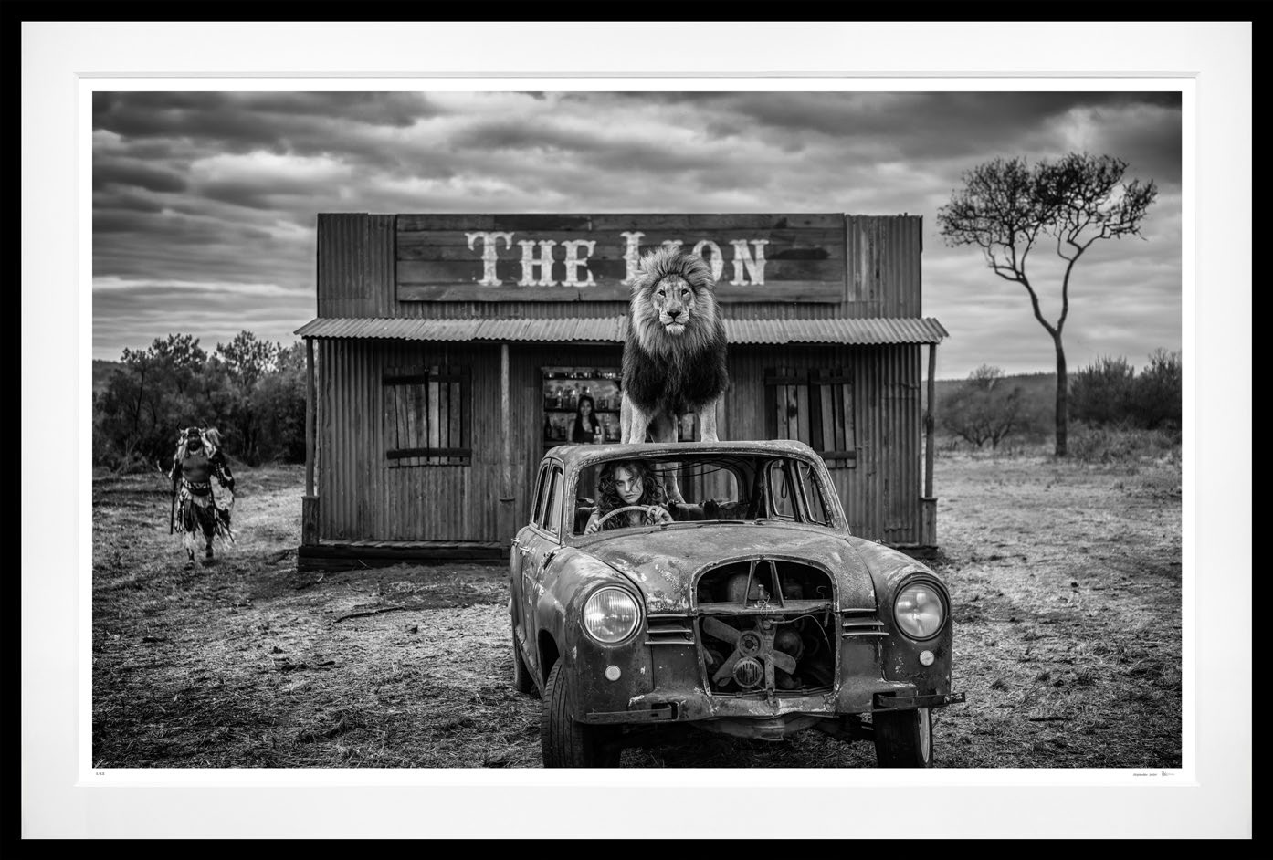 Meet me at “The Lion” (B&W) framed, 71" x 105" (Large)