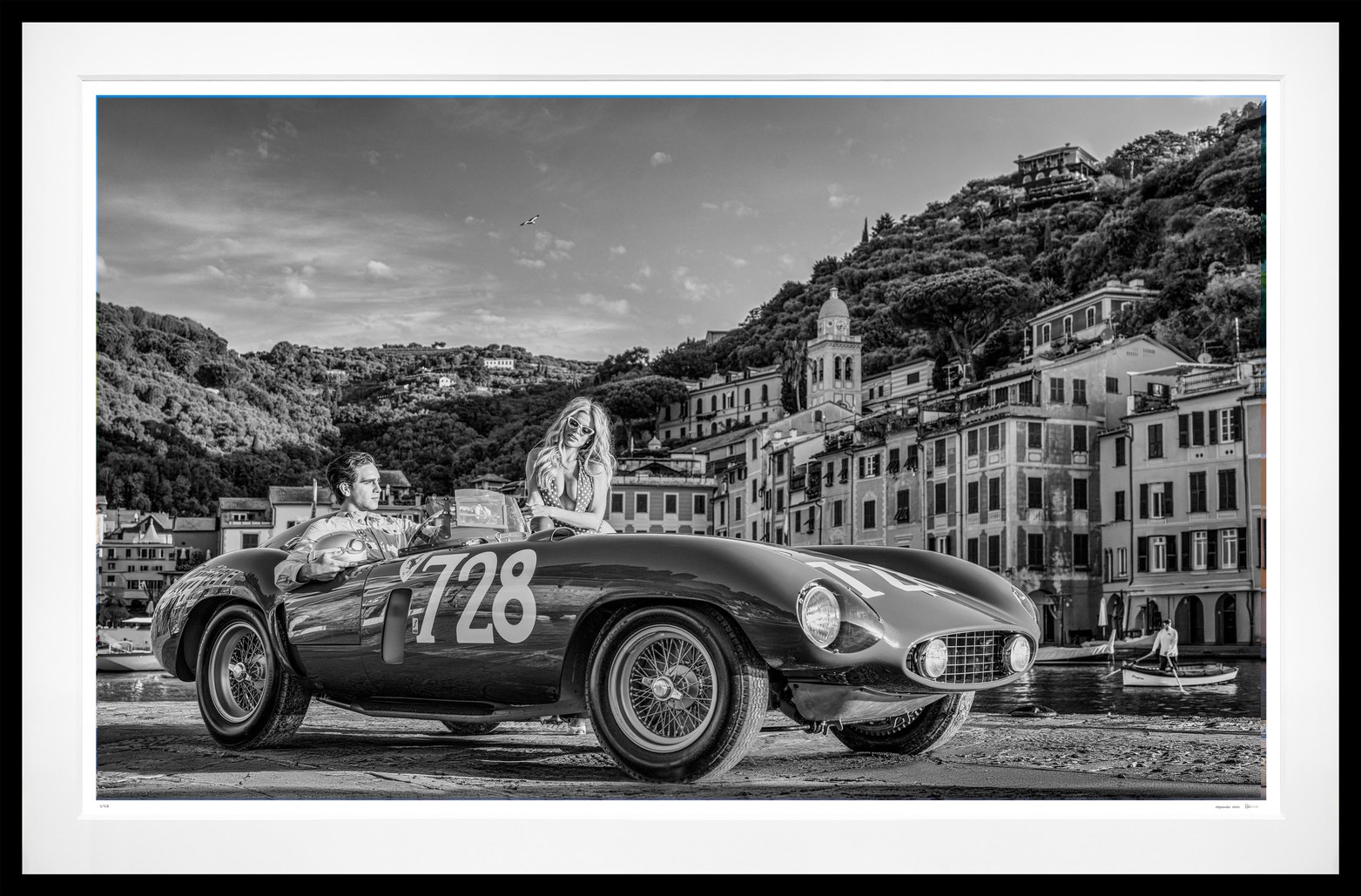 Portofino (B&W) framed, 71” x 108” (Large)