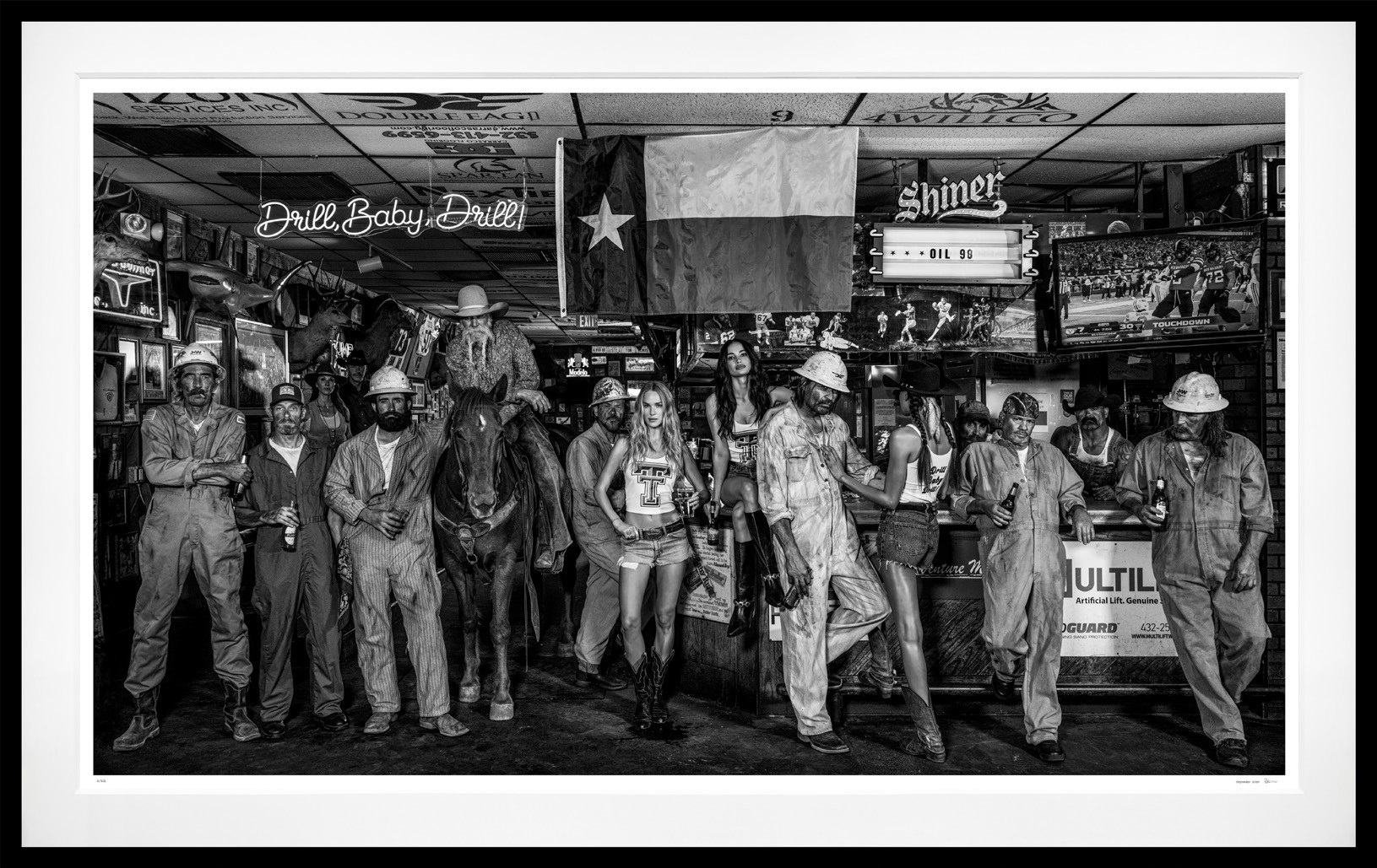 Texas Tech (B&W) framed, 71" x 113" (Large)