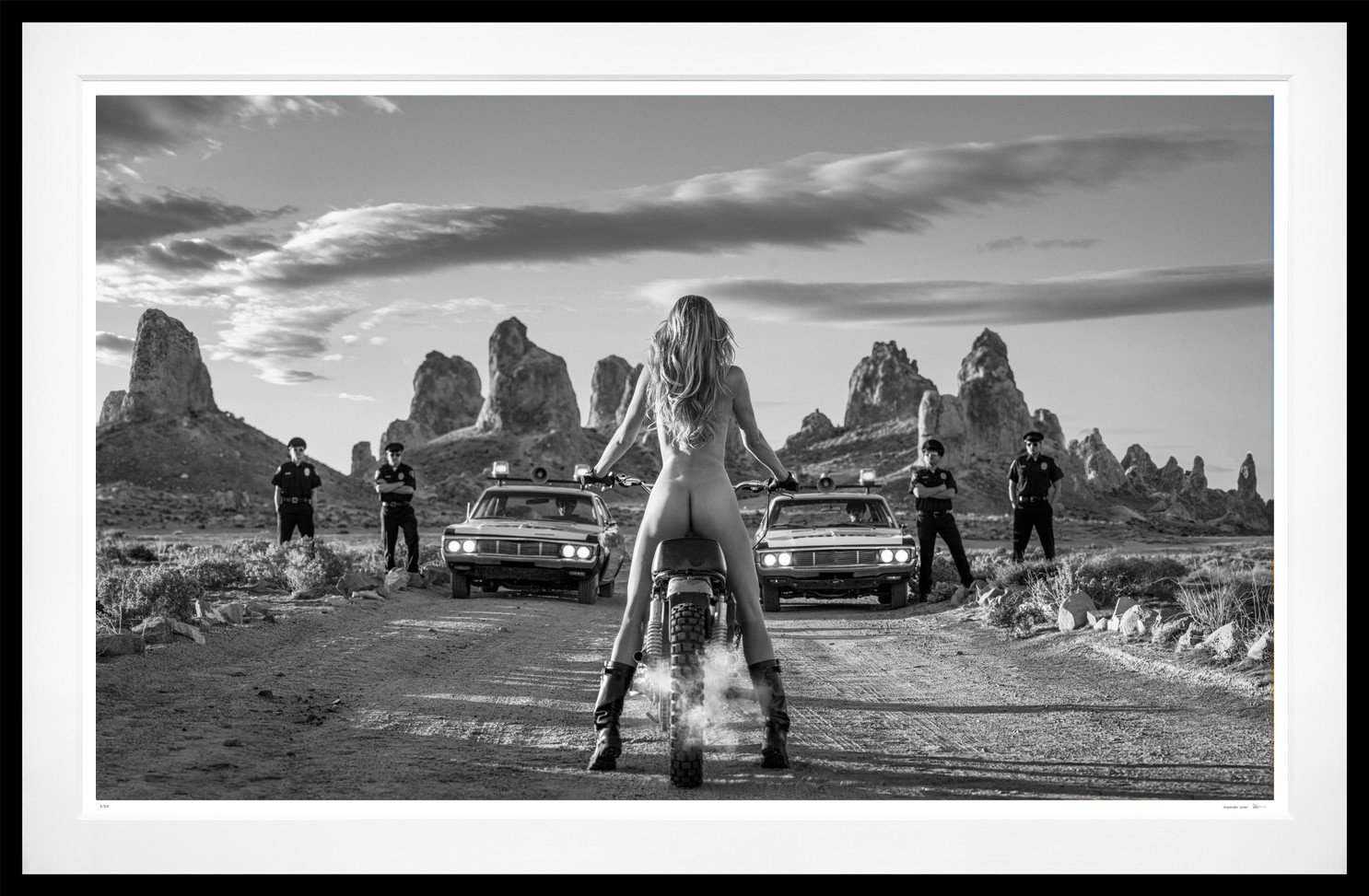 The Bad Ass (B&W) framed, 71” x 109” (Large)