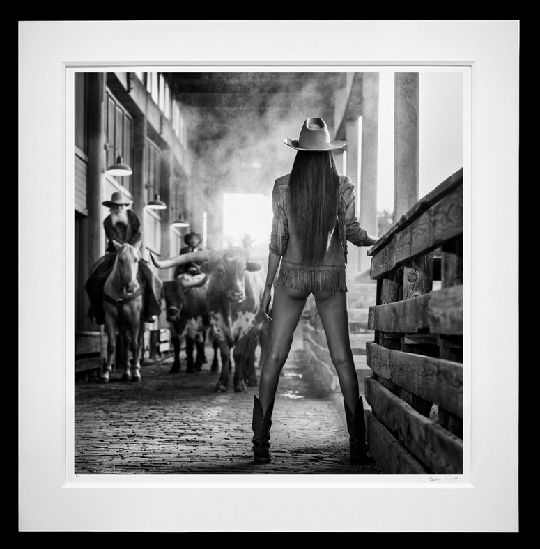 The Cow Whisperer framed, 73" x 71" (Large)