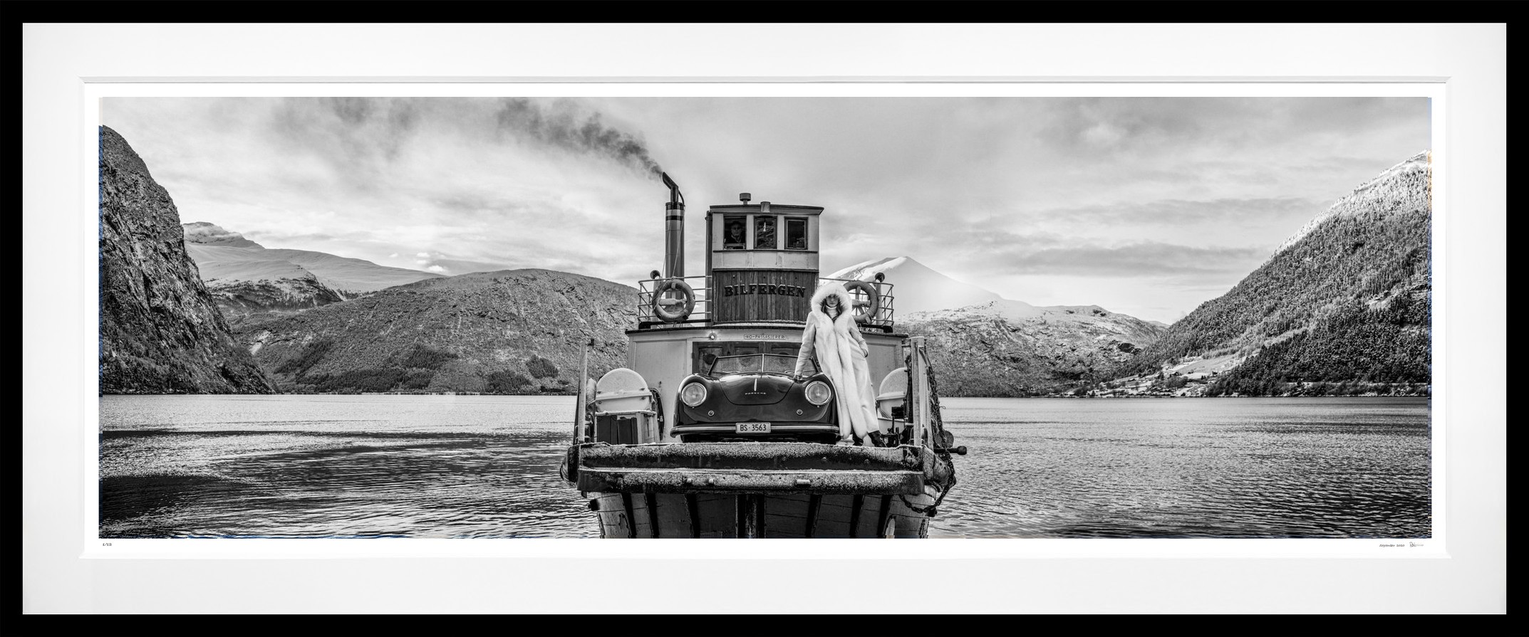 The Girl on the Ferry (B&W) framed, 49” x 118” (Large)