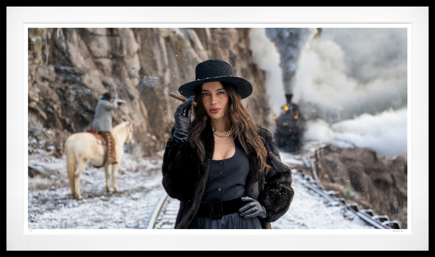 The Girl with the Cigar (Colour) framed, 70" x 118" (Large)